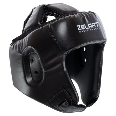 Шлем боксерский открытый с усиленной защитой макушки PU Zelart BO-8268 (р-р S-XL, цвета в ассортименте) BO-8268_Черный_L фото