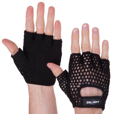 Перчатки для фитнеса ZELART SB-161955 (PVC, сетка,открытые пальцы, р-р S-L, черный) SB-161955_Черный_S фото