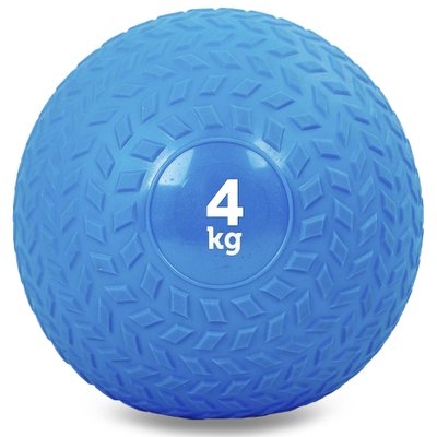 Мяч набивной слэмбол для кроссфита рифленый Record SLAM BALL FI-5729-4 4кг (PVC, минеральный наполнитель, d-23см, синий) FI-5729-4 фото
