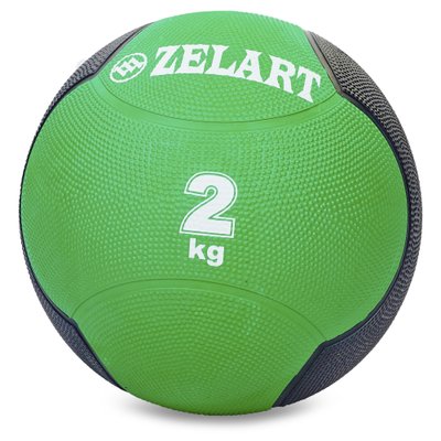 Мяч медицинский медбол Zelart Medicine Ball FI-5121-2 2кг (резина, d-19см, зеленый-черный) FI-5121-2 фото