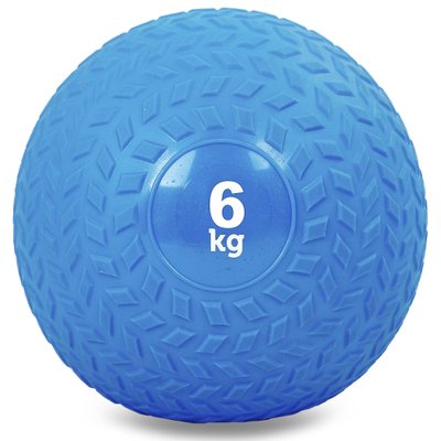 Мяч набивной слэмбол для кроссфита рифленый Record SLAM BALL FI-5729-6 6кг (PVC, минеральный наполнитель, d-23см, синий) FI-5729-6 фото