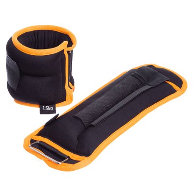 Утяжелители-манжеты для рук и ног SP-Sport FI-1302-3 (2 x 1,5кг) (нейлон,метал.шарики, цвета в ассортименте) FI-1302-3_Черный-оранжевый фото