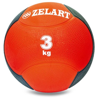 Мяч медицинский медбол Zelart Medicine Ball FI-5121-3 3кг (резина, d-21,5см, красный-черный) FI-5121-3 фото