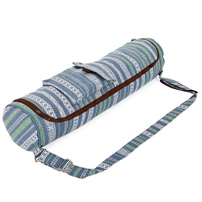 Сумка для йога коврика Yoga bag KINDFOLK SP-Sport FI-8362-3 (размер 17смх72см, полиэстер, хлопок, серый-синий) FI-8362-3 фото