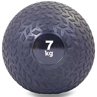 Мяч набивной слэмбол для кроссфита рифленый Record SLAM BALL FI-5729-7 7кг (PVC, минеральный наполнитель, d-23см, черный) FI-5729-7 фото