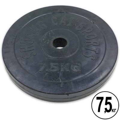 Блины (диски) обрезиненные d-52мм SHUANG CAI SPORTS ТА-1803 7,5кг (металл, резина, черный) TA-1803-7_5B фото