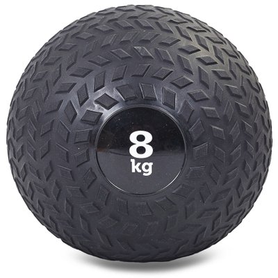 Мяч набивной слэмбол для кроссфита рифленый Record SLAM BALL FI-5729-8 8кг (PVC, минеральный наполнитель, d-23см, черный) FI-5729-8 фото