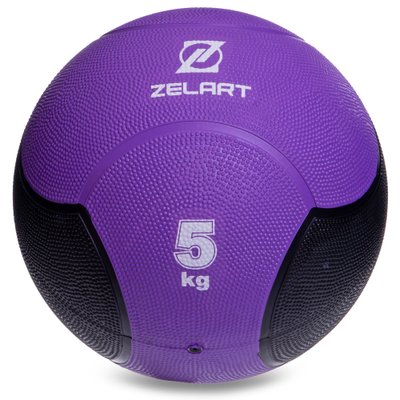 Мяч медицинский медбол Zelart Medicine Ball FI-5121-5 5кг (резина, d-24см, фиолетовый-черный) FI-5121-5 фото