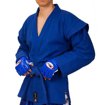 Куртка для самбо (самбовка) MATSA MA-5411 (хлопок плотность 500мг на м2, размер1-6, рост140-190см, пояс в комплекте, цвета в ассортименте) MA-5411_Синий_3_(рост_160) фото