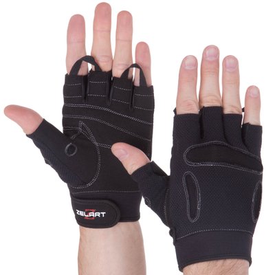 Перчатки для тяжелой атлетики ZELART SB-161577 (PVC, PL, открытые пальцы, р-р S-XXL, черный) SB-161577_Черный_S фото