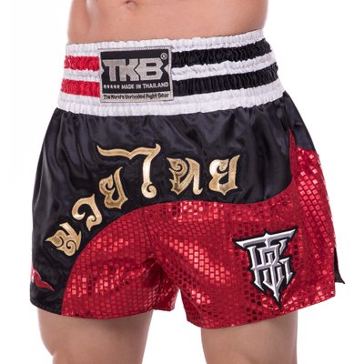 Шорты для тайского бокса и кикбоксинга TOP KING TKTBS-208 (сатин, нейлон, р-р XS-XXL, черный-красный) TKTBS-208_Черный-красный_XS фото