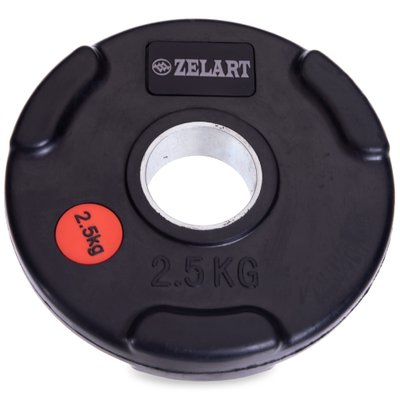 Блины (диски) обрезиненные с тройным хватом и металлической втулкой d-51мм Z-HIT Zelart TA-5160-2_5 2,5кг (черный) TA-5160-2_5 фото