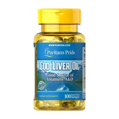 Cod Liver Oil vitamins A&D (100 softgels) 000021000 фото