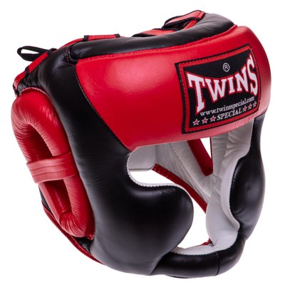 Шлем боксерский с полной защитой кожаный TWINS HGL3-2T (M-XL, черный-красный) HGL3-2T_M фото