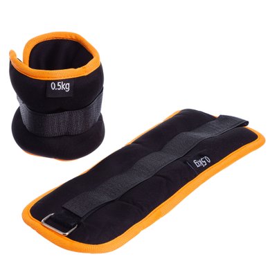 Утяжелители-манжеты для рук и ног SP-Sport FI-1303-1 (2 x 0,5кг) (нейлон,метал.шарики, цвета в ассортименте) FI-1303-1_Черный-оранжевый фото