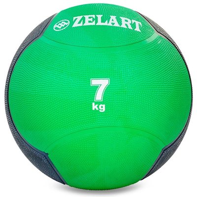 Мяч медицинский медбол Zelart Medicine Ball FI-5121-7 7кг (резина, d-28,5см, зеленый-черный) FI-5121-7 фото