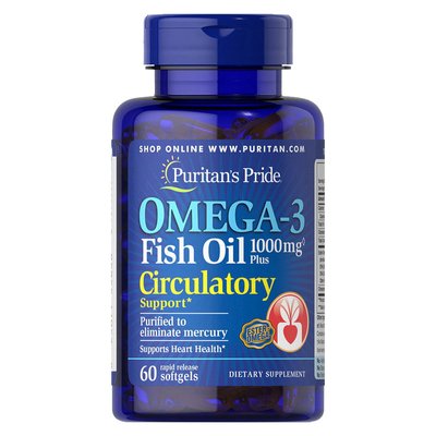 Omega-3 Fish Oil 1000 mg Plus Circulatory Support (60 softgels) 000011239 фото