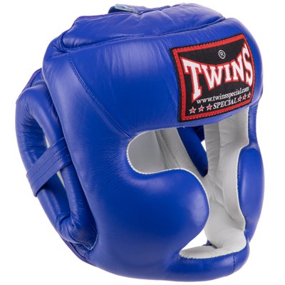 Шлем боксерский с полной защитой кожаный TWINS HGL6 (р-р S-XL, цвета в ассортименте) HGL6_Синий_S фото