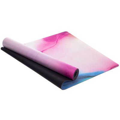 Коврик для йоги Замшевый каучуковый двухслойный 3мм Record FI-3391-4 (размер 183x61x0,3см, радужный разноцветный) FI-3391-4 фото