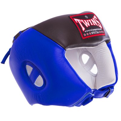 Шлем боксерский открытый кожаный TWINS HGL8-2T (р-р M-XL, синий-черный) HGL8-2T_M фото