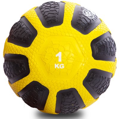 Мяч медицинский медбол Zelart Medicine Ball FI-0898-1 1кг (резина, d-19см, черный-желтый) FI-0898-1 фото