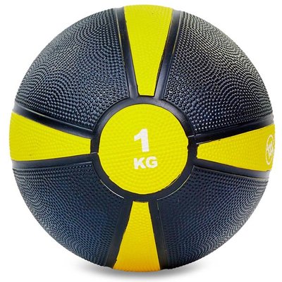 Мяч медицинский медбол Zelart Medicine Ball FI-5122-1 1кг (резина, d-19см, черный-желтый) FI-5122-1 фото