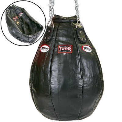 Чехол боксерского мешка Каплевидный кожаный (без наполнителя) TWINS PPL-L (d-60см,l-85см, цвета в ассортименте) PPL-L_Черный фото