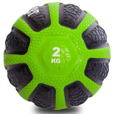 Мяч медицинский медбол Zelart Medicine Ball FI-0898-2 2кг (резина, d-19см, черный-зеленый) FI-0898-2 фото