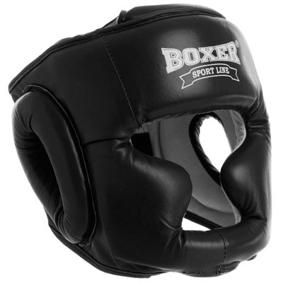 Шлем боксерский с полной защитой кожаный BOXER 2033 Элит (р-р М-L, цвета в ассортименте) 2033-1_Черный_M фото
