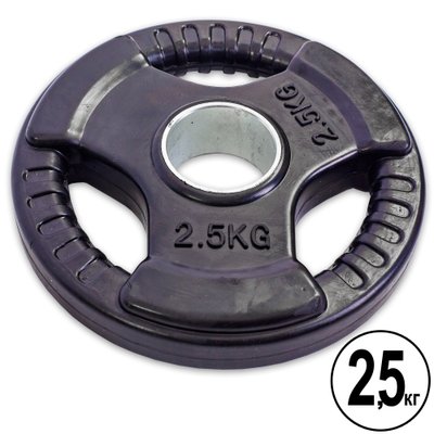Блины (диски) обрезиненные с тройным хватом и металлической втулкой d-52мм Record TA-5706- 2,5 2,5кг (черный) TA-5706-2_5 фото