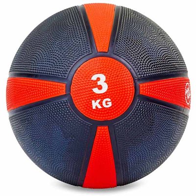 Мяч медицинский медбол Zelart Medicine Ball FI-5122-3 3кг (резина, d-21,5см, черный-красный) FI-5122-3 фото