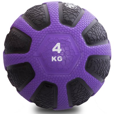 Мяч медицинский медбол Zelart Medicine Ball FI-0898-4 4кг (резина, d-23см, черный-фиолетовый) FI-0898-4 фото