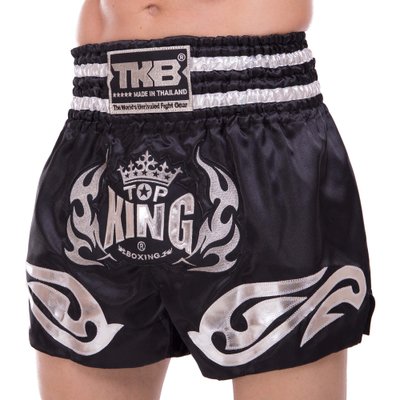 Шорты для тайского бокса и кикбоксинга TOP KING TKTBS-094 (сатин, нейлон, р-р XS-XXL, цвета в ассортименте) TKTBS-094_Черный_XS фото