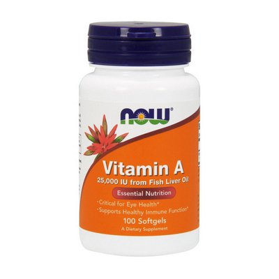 Vitamin A 7500 mcg (25,000 IU) (100 softgels) 000012131 фото