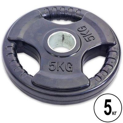 Блины (диски) обрезиненные с тройным хватом и металлической втулкой d-52мм Record TA-5706-5 5кг (черный) TA-5706-5 фото