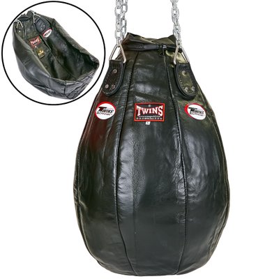 Чехол боксерского мешка Каплевидный кожаный (без наполнителя) TWINS PPL-M (d-50см l-75см, цвета в ассортименте) PPL-M_Черный фото