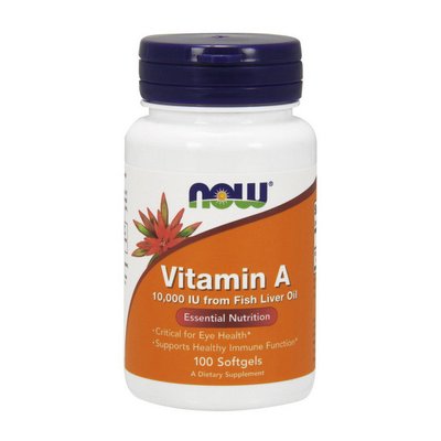 Vitamin A 3000 mcg (10,000 IU) (100 softgels) 000006508 фото