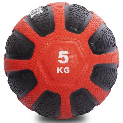 Мяч медицинский медбол Zelart Medicine Ball FI-0898-5 5кг (резина, d-23см, черный-красный) FI-0898-5 фото