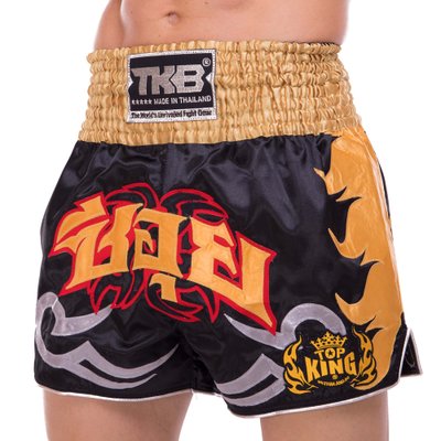 Шорты для тайского бокса и кикбоксинга TOP KING TKTBS-049 (сатин, нейлон, р-р XS-XXL, цвета в ассортименте) TKTBS-049_Черный_XL фото