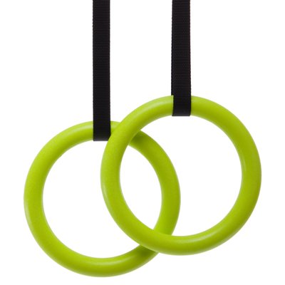 Кольца гимнастические для Кроссфита Zelart FI-7844 (ленты-нейлон, кольцо-ABS d-23см, зеленый) FI-7844 фото