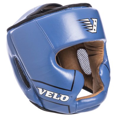 Шлем боксерский с полной защитой кожаный VELO VL-2219 (р-р М-XL, цвета в ассортименте) VL-2219_Синий_XL фото