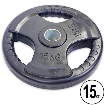 Блины (диски) обрезиненные с тройным хватом и металлической втулкой d-52мм Record TA-5706-15 15кг (черный) TA-5706-15 фото