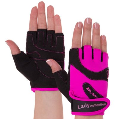 Перчатки для фитнеса женские ZELART SB-161729 (спандекс, неопрен, открытые пальцы, р-р XS-M, цвета в ассортименте) SB-161729_Розовый_XS фото