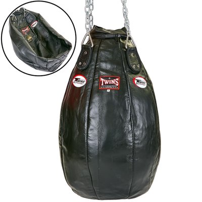 Чехол боксерского мешка Каплевидный кожаный (без наполнителя) TWINS PPL-S (d-40см l-65см, цвета в ассортименте) PPL-S_Черный фото