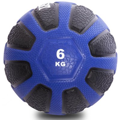 Мяч медицинский медбол Zelart Medicine Ball FI-0898-6 6кг (резина, d-28,6см, черный-синий) FI-0898-6 фото