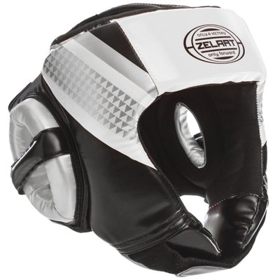 Шлем боксерский открытый PU ZELART BO-1336 (р-р M-XL, цвета в ассортименте) BO-1336_Черный-белый_L фото
