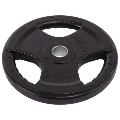 Блины (диски) обрезиненные с тройным хватом и металлической втулкой d-52мм Record TA-5706-20 20кг (черный) TA-5706-20 фото
