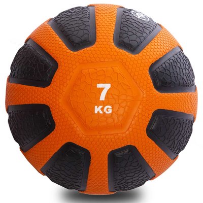 Мяч медицинский медбол Zelart Medicine Ball FI-0898-7 7кг (резина, d-28,6см, черный-оранжевый) FI-0898-7 фото