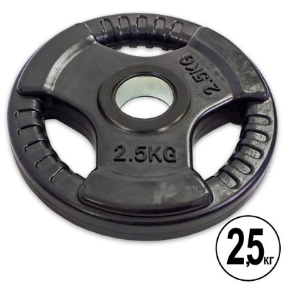 Блины (диски) обрезиненные с тройным хватом и металлической втулкой d-52мм Record TA-8122- 2,5 2,5кг (черный) TA-8122-2_5 фото