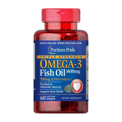 Triple Strength Omega-3 Fish Oil 1400 mg (950 mg active) (60 softgels) 000012035 фото